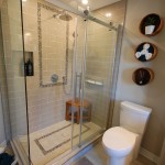 Glass Shower With Mosaic Tiled Floor