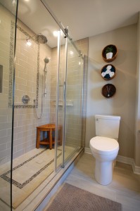 Glass Shower With Mosaic Tiling