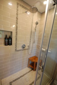 Glass Shower With Mosaic Tile